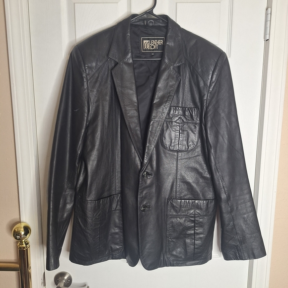 Vintage Other - Vintage Leather Loft Black Jacket Blazer Size 44